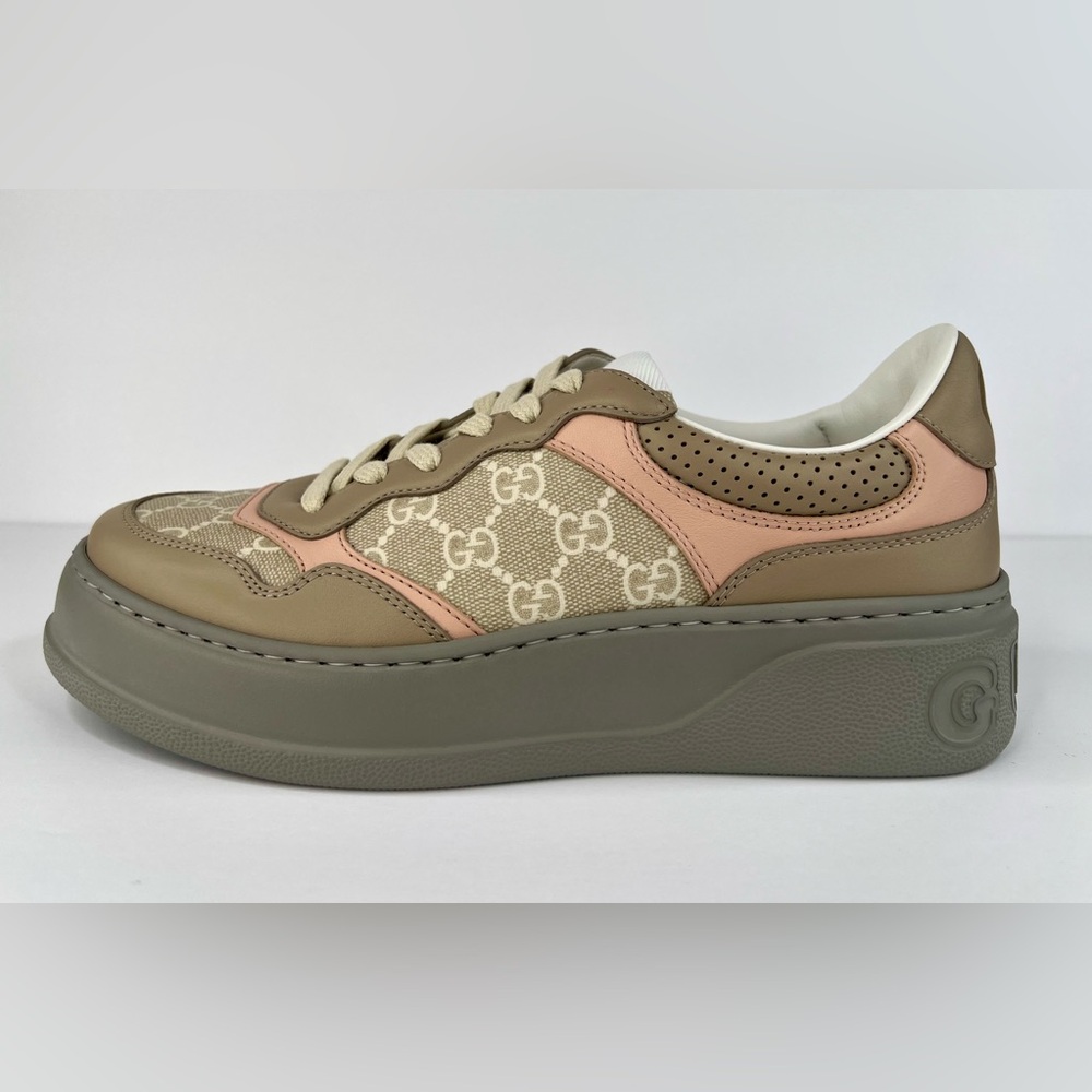 Gucci GG Supreme Canvas Leather Women Chunky Platform Sneakers Size EU 40.5 - Picture 10 of 11